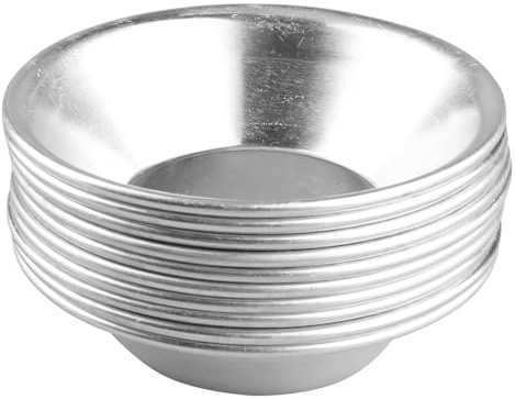 Hopzab 10Pcs Tart Moulds, Non-Stick Aluminium Puddings, Reusable Baking Cups, Mini Pie Dishes for Desserts, Easy Clean Egg Tarts