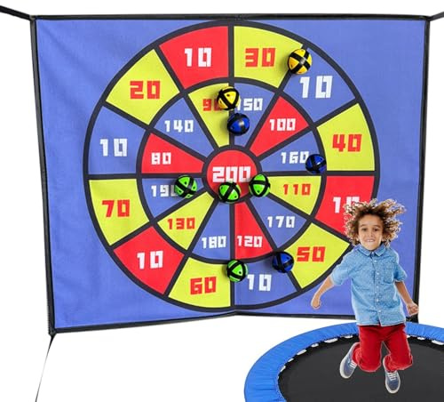 Darttavla – tyg ABS 23,6 x 19,7 tum 10 självhäftande bollar | dartkastspel med säkert självhäftande mål, kul inomhus utomhus | kastleksaksset för trädgård, , födelsedagsfest