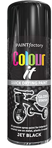 400ml Colour IT Jet Black Gloss All Purpose Household Spray Paint for Metal Wood Plastic