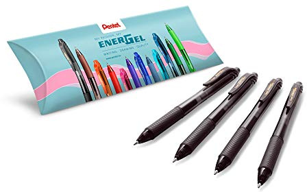 Pentel BL107-AX EnerGel Liquid Gel-Tintenroller - Set bestehend aus 4 Stück Gel-Roller, schwarz, 0.7 ball = 0.35 mm Strichstärke