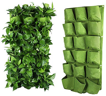 DIFIER 18 hängende Pflanztaschen zum Aufhängen, vertikale Gartenwand-Pflanztasche zum Aufhängen, grün (grün2)