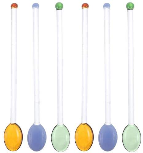 6pcs Stirring Rod Cocktail Stirrer Coffee Stir Sticks Fruit Mixing Stick Chocolate Stirrers Beverage Stirs Drink Mixer Stirring Sticks Home Bar Accessory Barspoon Glass re-usable