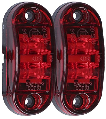 Fydun Feux de Position Latéraux, 10-30V 2 DEL Marqueur Lumière Feu de Position Latéral Signal Lumineux D'avertissement Pour Voitures Camions Remorques Camping-cars(B (rouge))