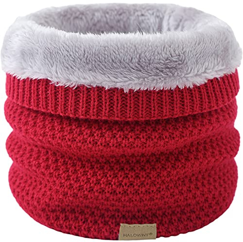 DURINM Écharpe Cou Femme Chaud Cache Enfant Homme Tube Doublure Polaire Hiver (rouge)