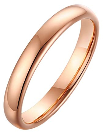 Lieson Women Wedding Ring Tungsten, Customizable Rings for Women Simple Polished 3MM Comfort Fit Personalized Engrave Ring Silver