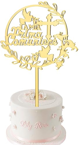 Gudotra Topper Torte Kommunion Dekoration Gastgeschenke Acryl transparent weiß 1 Stück 16 x 24 cm