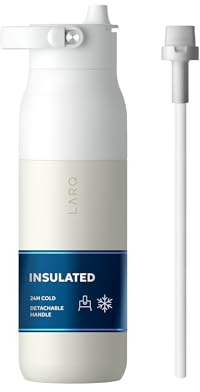 LARQ Swig Top H₂O Bottle 680ml/23oz – Insulated Stainless Steel Water Bottle with Integrated Straw – Wide-Mouth, Detachable Handle, BPA Free – Perfect for Gym, Sport, Football, Yoga and Travel