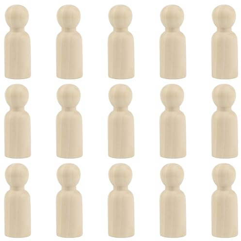 FERCAISH 15 Stück DIY Holzfiguren zum Bemalen, Spielfiguren Holz, Figurenkegel Puppen, Basteln Holzkegel, für Weihnachten Geburtstag Hochzeit Dekoration