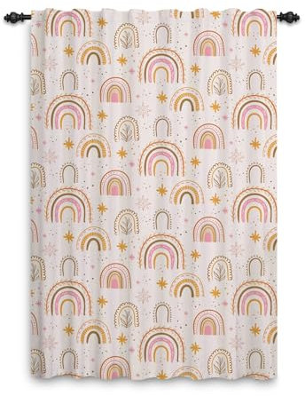 ggaimwf Tende arcobaleno piega a matita Stile Boho Tende arcobaleno Cameretta per bambini Naturale Trattamento per finestre Soggiorno Asilo nido Caffetteria Tenda interna 107x160 cm 1 Pannello