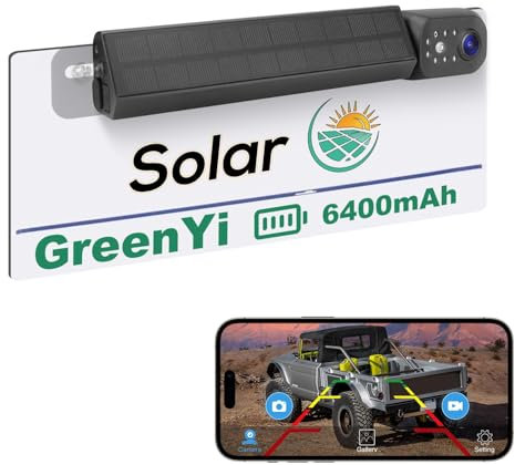 GREENAUTO Solar WiFi Rückfahrkamera, 3 Min. DIY Installation, FHD 1080P Ultra Clear Rückfahrkamera, 10M stabile Übertragungsbereiche, IP68 wasserdicht und staubdicht, Geeignet für iOS und Android