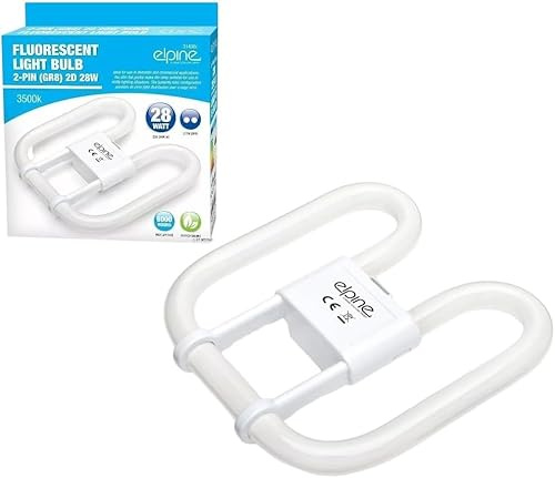 HomeVibe Fluorescent Light Bulbs, 2-Pin 28W Energy-Saving Slim Lamp Tubes, 2D Shape, Long-Life 8,000 Hours - GR8 Base, 3500K Warm White [Energy Class A]