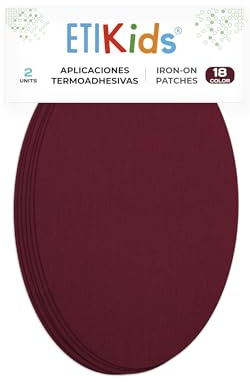 2 Burgundy Iron-On Fabric Repair Patches – Knee & Elbow Patches for Clothes, Trousers, Jackets, Sweaters & Shirts, 16 x 10 cm