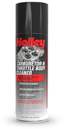 Holley Carburetor and Throttle Body Cleaner Spray, 18 oz Can - Removes Dirt, Gum, and Carbon Buildup Deposits, Degreaser - Including Carb Linkages, Plates, and Valves