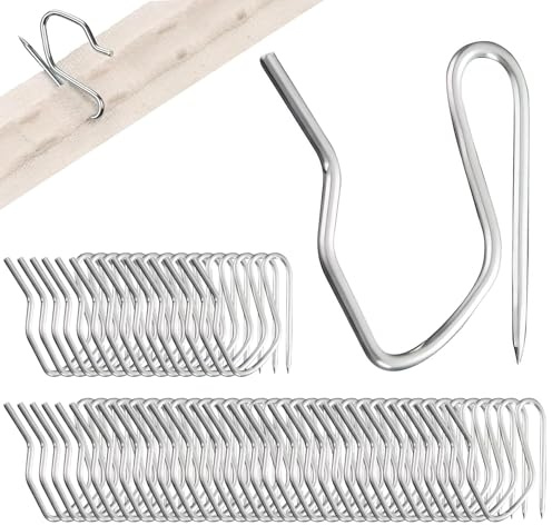 kclkda 100 Pack Heavy Duty Zinc Metal Drapery Pin Hooks, Rust-proof Metal Curtain Hooks for Window/Shower/Pencil Pleat Curtain, Large Pointed Hooks- Silver