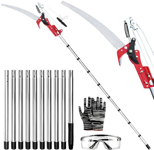 KUWUNG 2 in 1 Telescopic Tree loppers & Pruner, 4.2m/13.78 ft Aluminium Telescopic Tree Pruner with Extendable Handle, Lightweight Tree Loppers Long Reach Telescopic for Yard Garden Patios Cutting