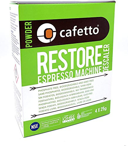 Cafetto restaurar orgánico descalcificador – Máquina de café polvo de limpieza, 4 paquetes de un solo uso
