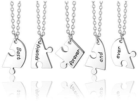 Jovivi Freundschaftskette für 3/4/5 BFF Ketten Puzzle Anhänger Best Friends Forever and Ever Halskette für Schwestern Freunde