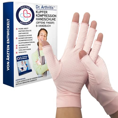 Von Ärzten entwickelte Arthritis-Handschuhe aus Kupfer für Frauen & Arzt-Handbuch, Kompressionshandschuhe – Linderung von Gelenksymptomen, Raynaud-S-Krankheit und Handbedingungen, M Paar
