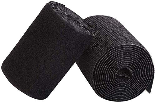 IHKFILAN Sew On Hook and Loop Tape Fastening Nylon Fabric Tape Sewing Tapes Both Sides Included (Black, 10 cm x 3 Meters)