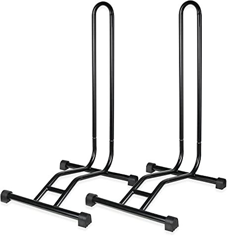 Schramm® 2 Stück Fahrradständer in schwarz oder Silber Bodenständer freistehend Radständer 38 x 42 x 75 cm, Farbe:schwarz
