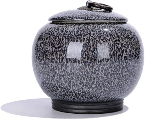 EdirFtra Vintage Ceramic Storage Jar With Lid, Ceramic Tea Jar Vintage Chinese Storage Jar, Home Kitchen Dining Decorative Tea Jar Ceramic 720ml,Gray