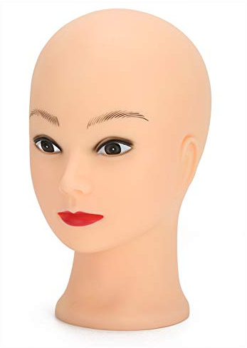 Silicone Mannequin Head, Hat Wig Jewelry Helmet Glasses Display,Soft Makeup Training Practice Head Model for Eyelash, Bald Mannequin Head 20inch (With makeup)