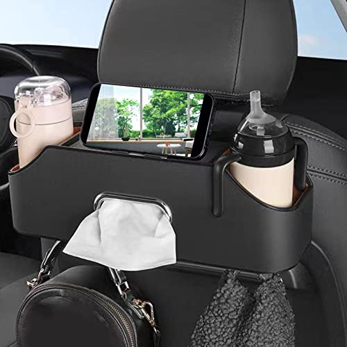 Fulenyi Auto Getränkehalter für Rücksitz - Fahrzeug Rücksitz Organizer Tücherbox - Autositz Organizer mit Becher und Flaschenhalterung