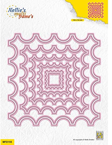Nellie's Choice Stansmall Fyrkant - 10 Multi Frame Dies och Skärschabloner på 13,4 x 13,4 cm för Korttillverkning, Pyssel, Scrapbooking, Hantverk - Lämplig för Stansmaskinerk
