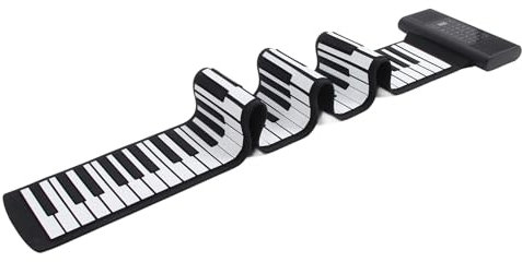 Roll Piano Tastatur mit 88 Tasten, Tragbare, Wiederaufladbare, Faltbare Hand Roll Piano Tastatur mit 128 Tönen und 14 Demo Songs Als für Anfänger und Erwachsene