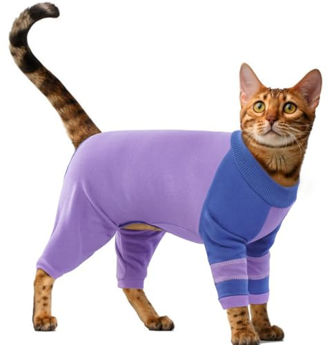 OUOBOB klebrige Haar Katze Kleidung, Katze Erholung Anzug Katze Pyjamas nur für Katzen, Sphynx haarlose Katzen Pullover, Katze Turtleneck, Anti-Lecken oder Hautkrankheit Recovery Anzug für Katzen