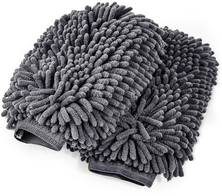 Wantli Set di 2 Guanti da Bagno per Auto, Antigraffio e Delicati, Guanti in Microfibra di Ciniglia, Extra Assorbenti e Delicati, Grigio Scuro