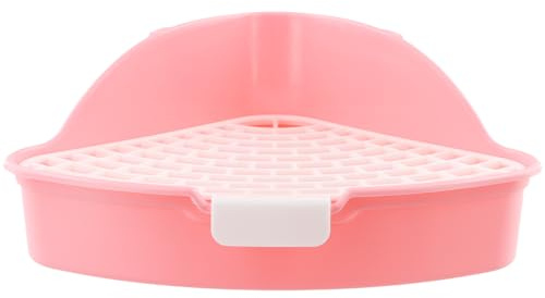 Bac à Litière Triangle pour Lapin et Petits Animaux - Toilette d'Angle Amovible avec Grille pour Cochon d'Inde, Hamster (Rose)