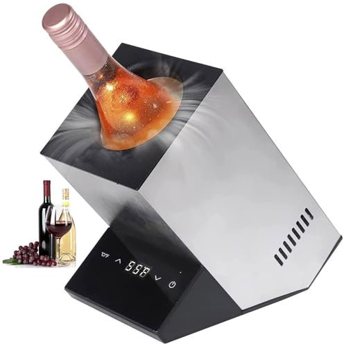 DDZJTPP Raffreddatore Vino Elettrico, Botte Vino Ghiacciato a Temperatura Costante Intelligente da 5~18 ℃,Refrigeratore per Bottiglie Vino E Bevande con Display LED Secchiello per Ghiaccio,Silver