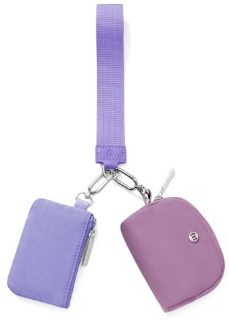 AOTM Dual Pouch Wristlet Wallets Women Men，Small Coin Purse for Daily Use | Detachable Keychain, Water-Resistant, Holds Cards Keys lipstick, Nylon Coin Wallet Portable for Travel Workout Running Gym