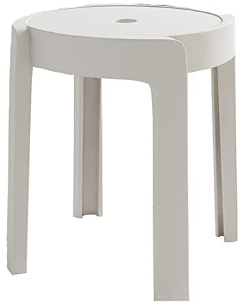 Stapelhocker aus Kunststoff im modernen Design, 4er-Set für Esszimmer und Bar, runde Stapelstühle mit X-förmiger Verbindung, rutschfeste Fußpolster, belastbar bis zu 150 kg, Farbe Weiß Friendship