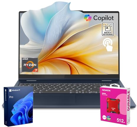 Lenovo IdeaPad Slim 5 Next Gen AI Copilot Business Laptop 2025, pantalla táctil FHD+ de 40.6 cm, AMD Ryzen 7 350, 64GB DDR5 RAM, 2TB SSD, KB retroiluminado, Wi-Fi 7, W11P, paquete con SSD externo