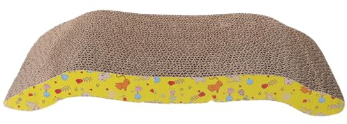ibasenice Rascador para Gatos de Cartón Corrugado con Almohadilla de Rasguño y Juguete de Catnip Protege Muebles para Satisfacer Instintos Naturales de Arañazos