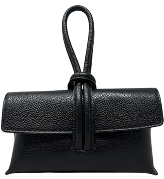 Chicca Borse Borsetta Pochette da Donna in Pelle Dollaro (Nero)