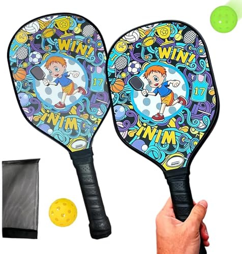 Set di racchette da racquetball, manico leggero antiscivolo con custodia, racchette da spiaggia per adulti, per prato, patio, spiaggia, pratica quotidiana, allenamento di base, competizione