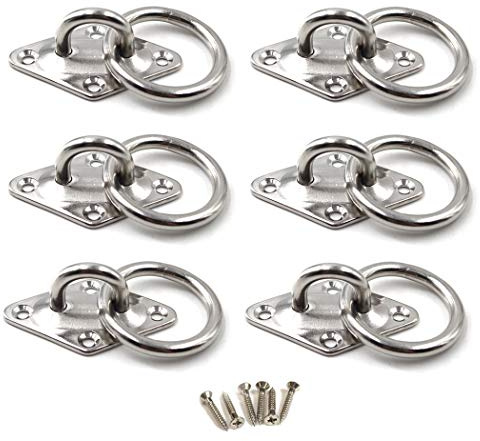 M5 Ceiling Hook Pad Eye Plate 304 Stainless Steel Wall Mount Hook Heavy Duty for Hanging (Pack of 6,Screws Included)