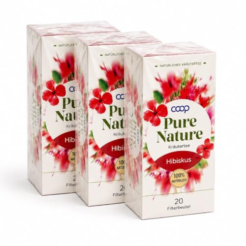 Hibiskustee, Kräutertee -Dank seines hohen Gehalts an Vitamin C wird vor allem als Tonikum und und Erfrischungsgetränk verwendet, 3 Packungen zu 20 Filterbeuteln (60 x 1,5 Gramm), 100% Natural