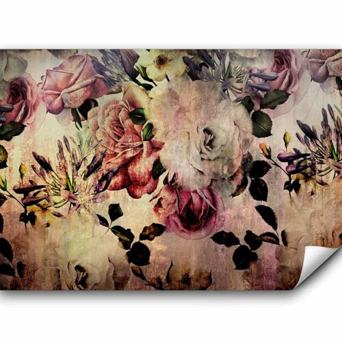 murando - Vlies Fototapete Blumen 450x315 cm - Foto Tapete Schlafzimmer Wohnzimmer Moderne Vliestapete XXL Wandtapete Motivtapeten Bildtapete 3d Effekt Wand Dekoration - Vintage Rose b-C-0380-a-a