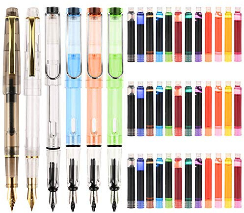 GOLDGE 42 Piece Fountain Pen Set, 6 Different Size Nibs and 36 Colored Ink Cartridges Kit, Perfect Calligraphy Lettering Set for Beginners, Christmas and Birthday