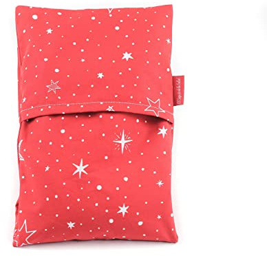 Saco Térmico de Semillas Aroma Lavanda, Azahar o Romero Tejido Rojo con Estrellas (Romero, S (23 x 15 x 2 CM con Funda))