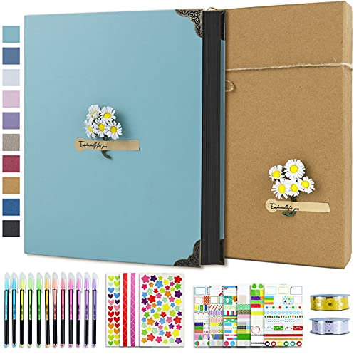 Vienrose Album Fotografico 21x27 cm Fai da Te 3 Anelli Scrapbooking Album 60 Pagine, Adatto a Amici Amanti Bambini Regali di Nozze Anniversario