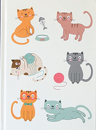 ADINA Kladde Notizbuch A5 dotted (punktkariert) 96 Blatt mit festem Deckel starkes Papier 80g/qm (Katzen, 1 Stück)