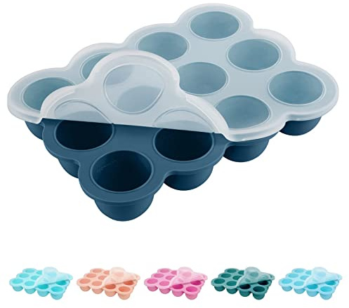Contenitore per alimenti per bambini 12 tazze in silicone per alimenti per bambini con coperchio trasparente, silicone per uso alimentare, contenitore perfetto per alimenti per bambini fatti in