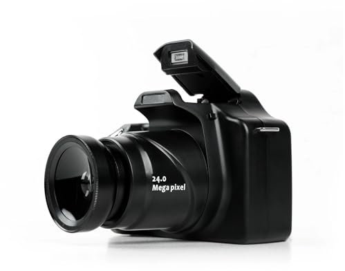 Appareil Photo Reflex Numérique HD Zoom 18X, écran LCD HD 3 Pouces, CMOS 5MP, Capteur Jusqu'à 24MP, Objectif F/2.9 F=4.1mm, Distance Focale 20-30CM,(Version Standard + Objectif Grand Angle)