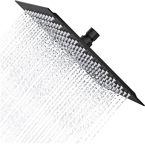 Drenky - Soffione doccia a pioggia, 40 x 40 cm, rettangolare, in acciaio inox A2, con 324 ugelli in silicone per accessori doccia