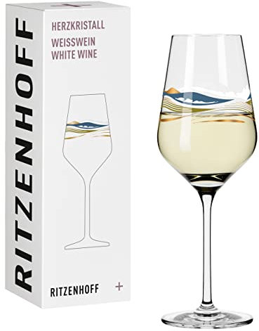 Ritzenhoff 3011007 Copa de vino blanco 300 ml - Serie Herzkristall No. 7 - con motivo de paisaje en oro rosa - Made in Germany